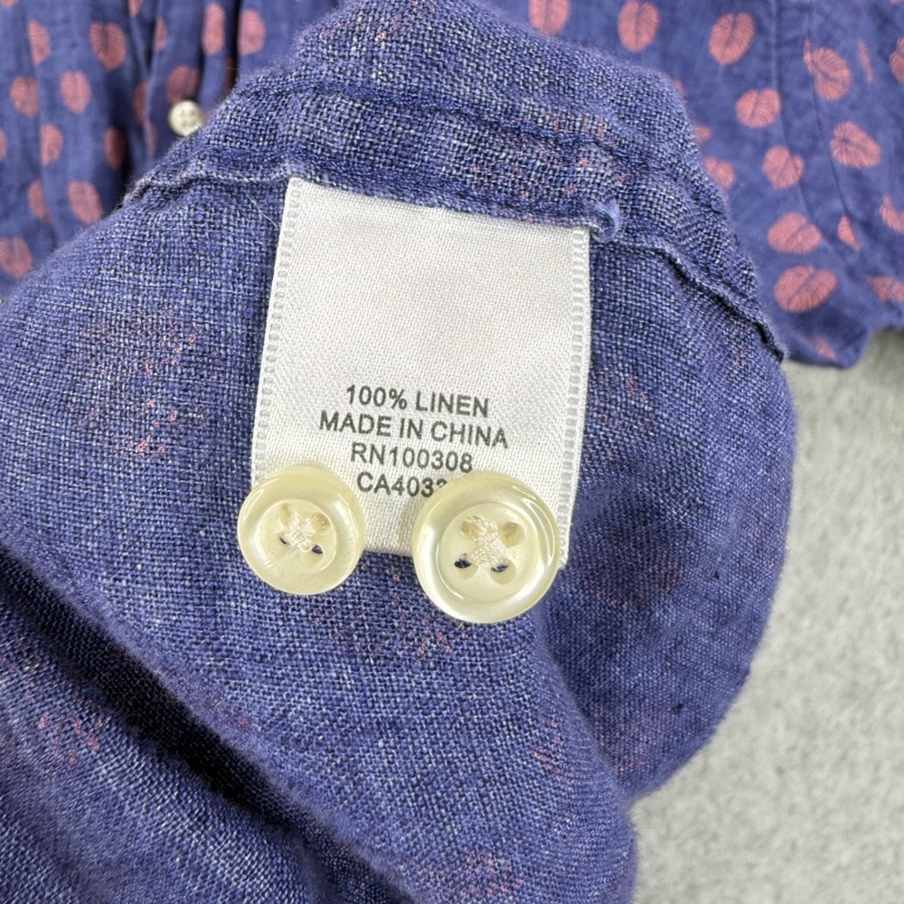 Peter Millar Shirt Mens Large Blue Floral 100% Linen Short Sleeve Button Up - Picture 6 of 9